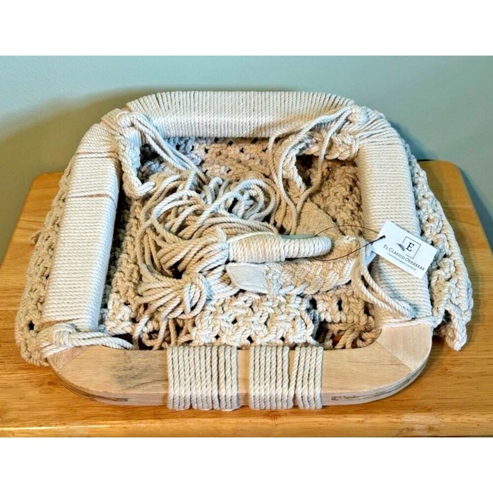 Macrame Baby Swing - Natural Boho Rope Hammock Swing Chair for Baby